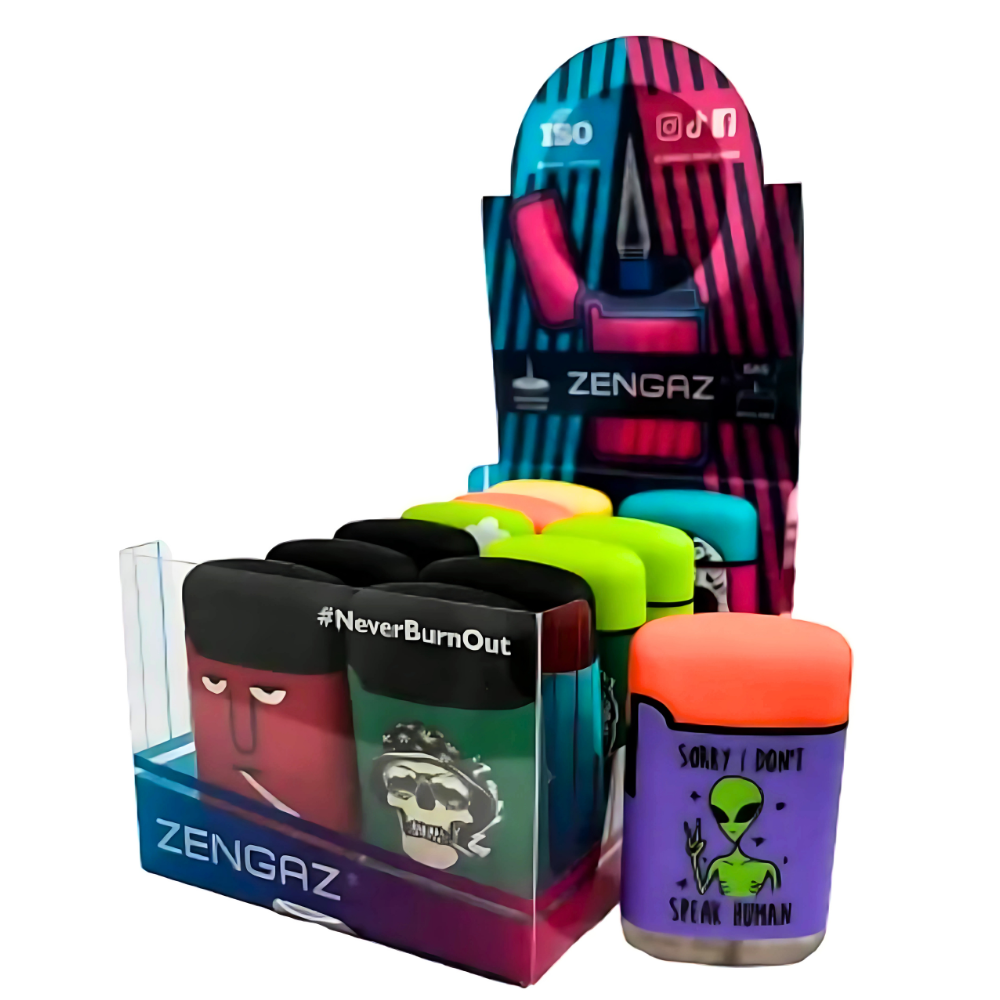 Isqueiro Maçarico Zengaz Zl-3E Mega Jet Ilustrado - Display C/12