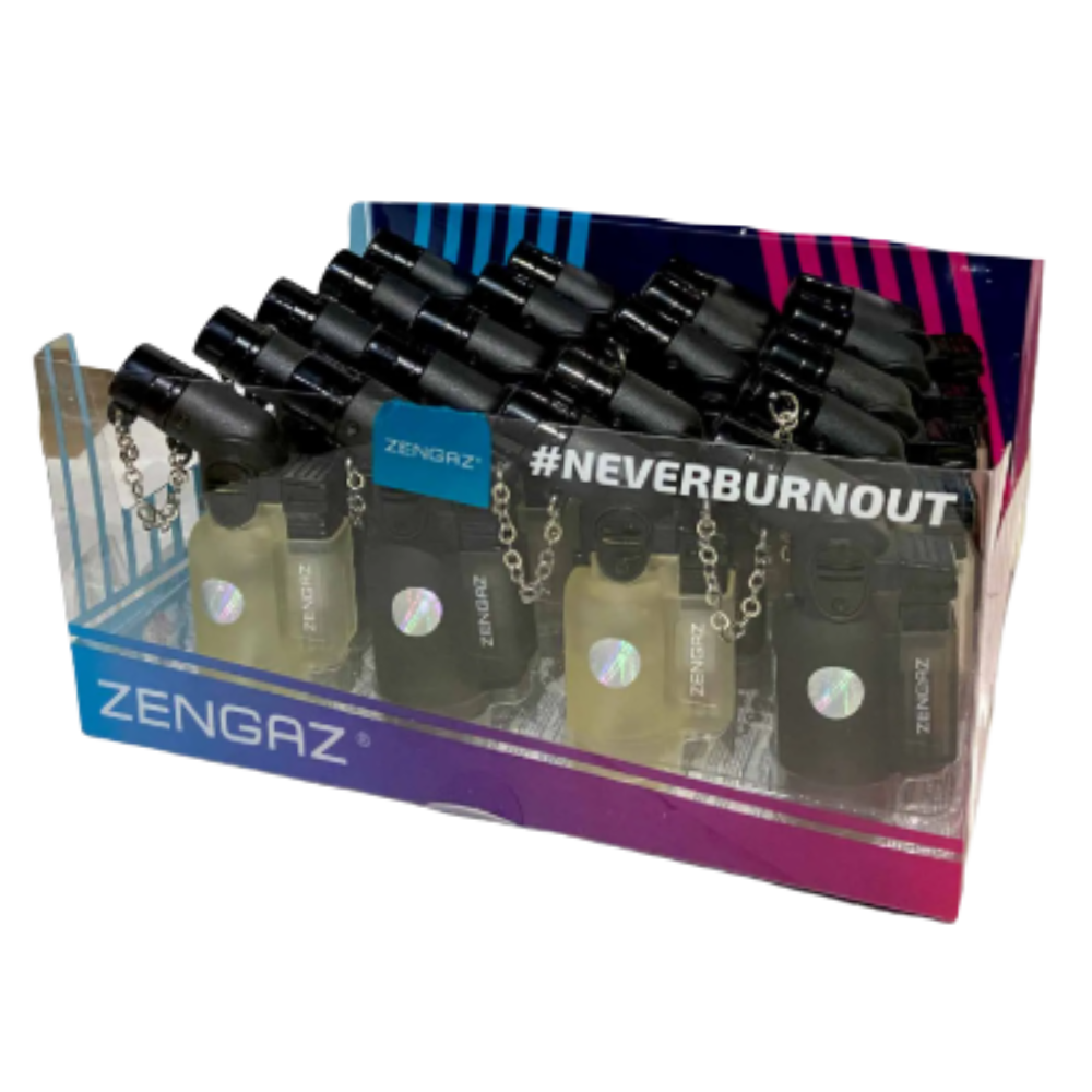Isqueiro Maçarico Zengaz Zl-14 Angle Jet Emb Preto/Transp - Display C/20 - Imagem 3