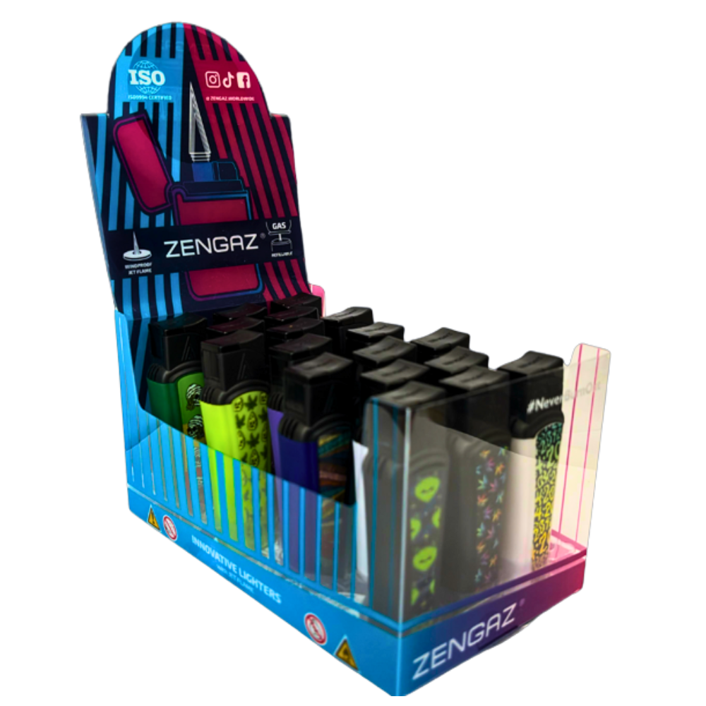 Isqueiro Maçarico Zengaz Zl-7E Slim Jet Ilustrado - Display C/18
