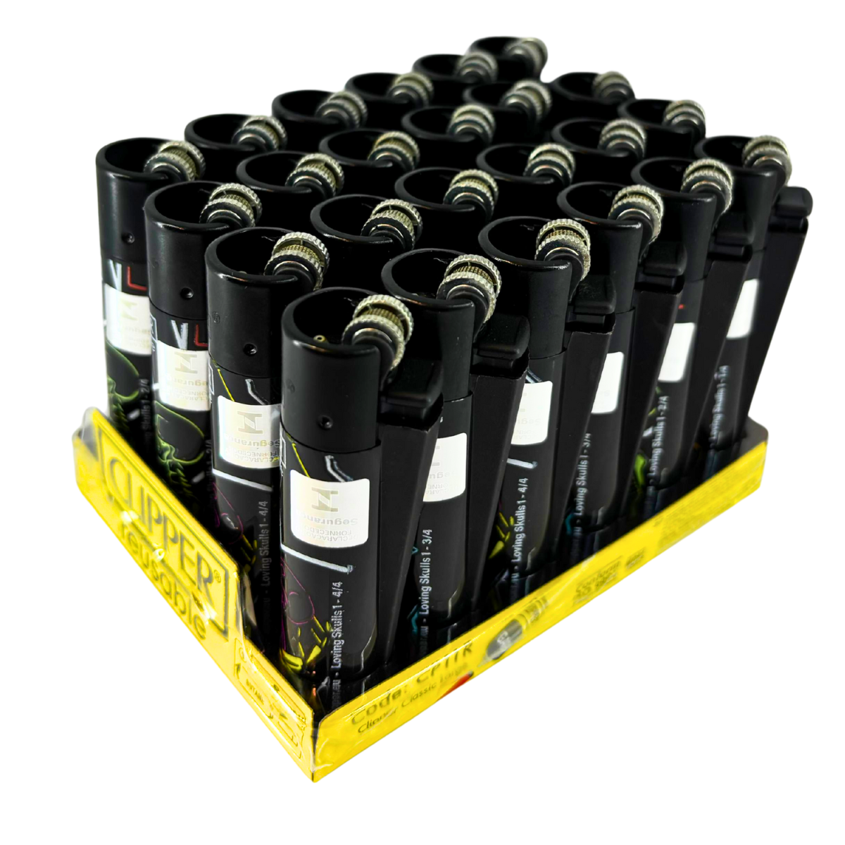 Isqueiro Clipper BL12 CP11R Loving Skulls 1 + BW + LB - Display C/24 (Grande) - Imagem 2
