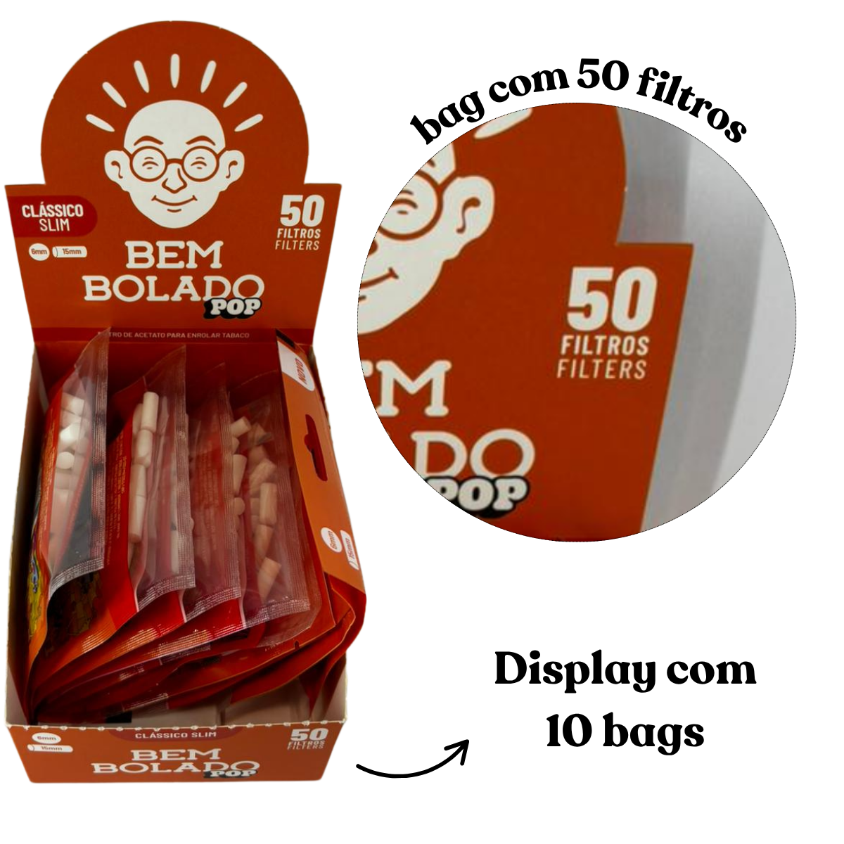Filtro Bem Bolado Pop Classico Slim - Display C/ 10 Mini Bags - Imagem 2