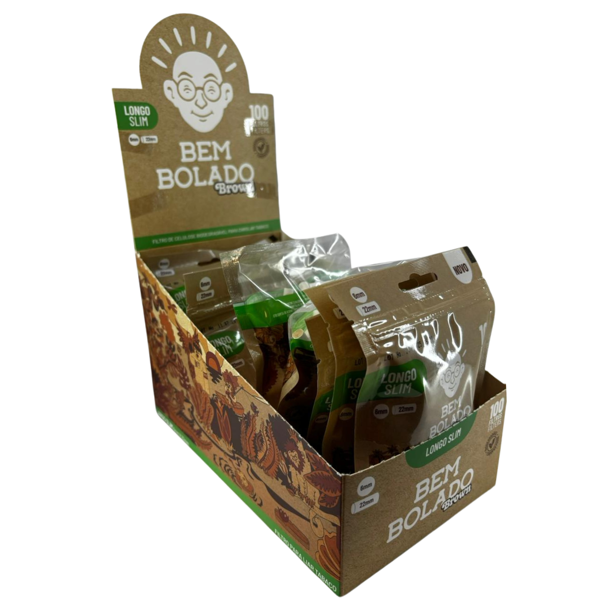 Filtro Bem Bolado Classico Brown Slim Longo - Display C/10 Bags