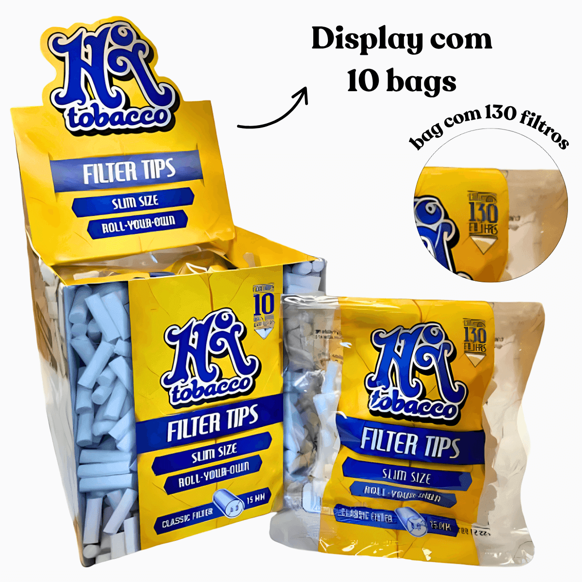 Filtro Hi Tobacco Blue Slim Size - Display C/10 Bags - Imagem 3