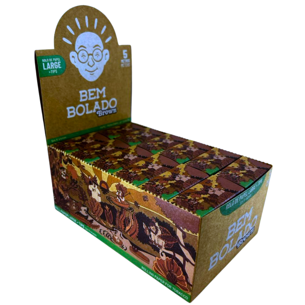 Seda Bem Bolado Brown Rolls Tips Large 5 metros - Display C/24 Rolos