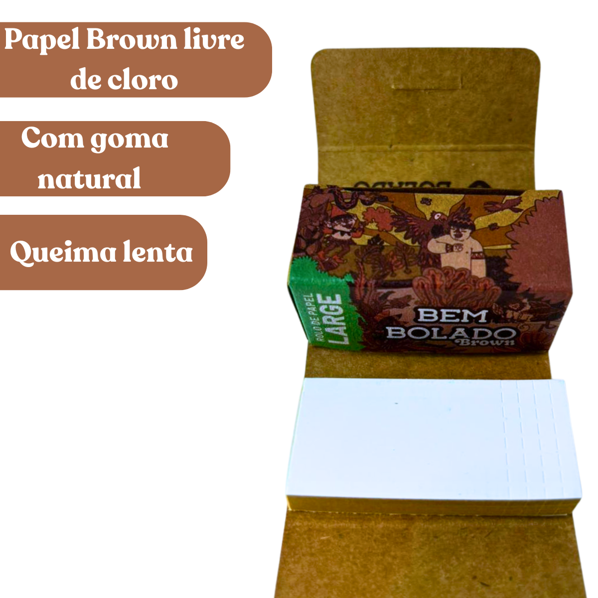 Seda Bem Bolado Brown Rolls Tips Large 5 metros - Display C/24 Rolos - Imagem 3