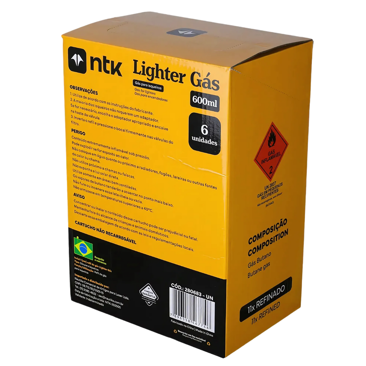 Gas Butano Nautika Lighter 600 Ml - Display C/ 6 Unidades - Imagem 3