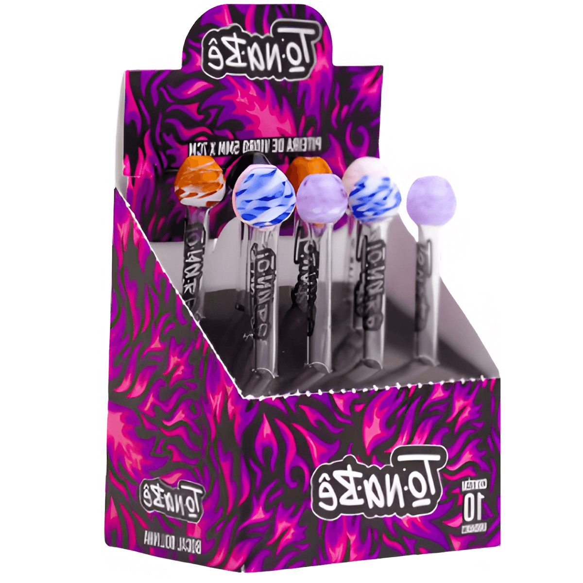 Piteira de Vidro Tonabê Bolinha Mix de cores - Display C/10 Unidades