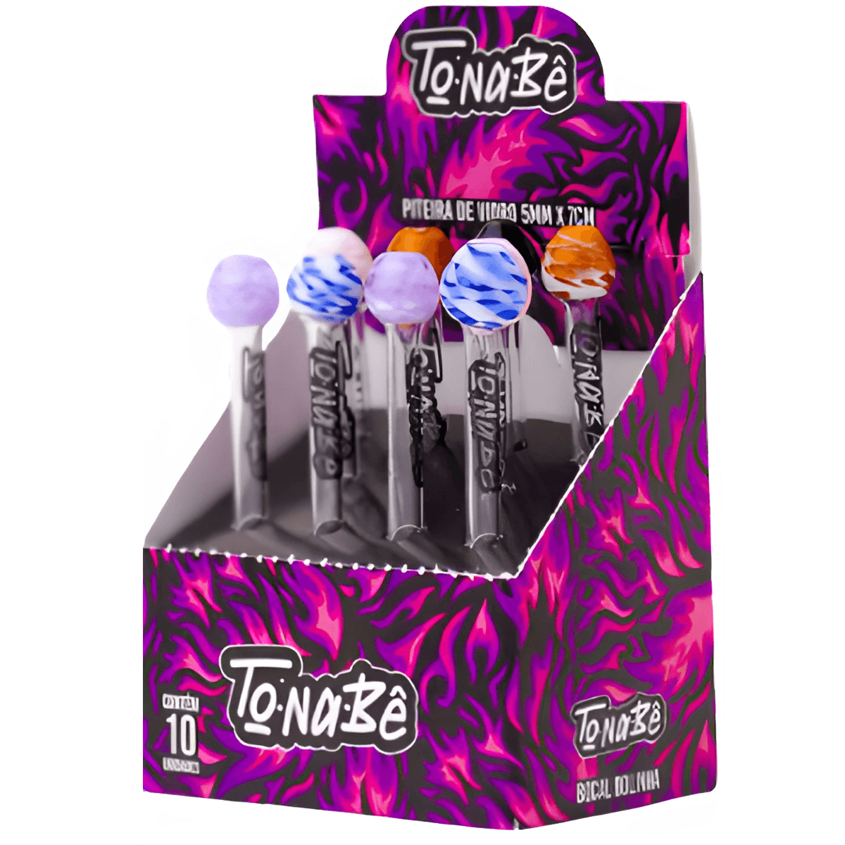 Piteira de Vidro Tonabê Bolinha Mix de cores - Display C/10 Unidades - Imagem 2