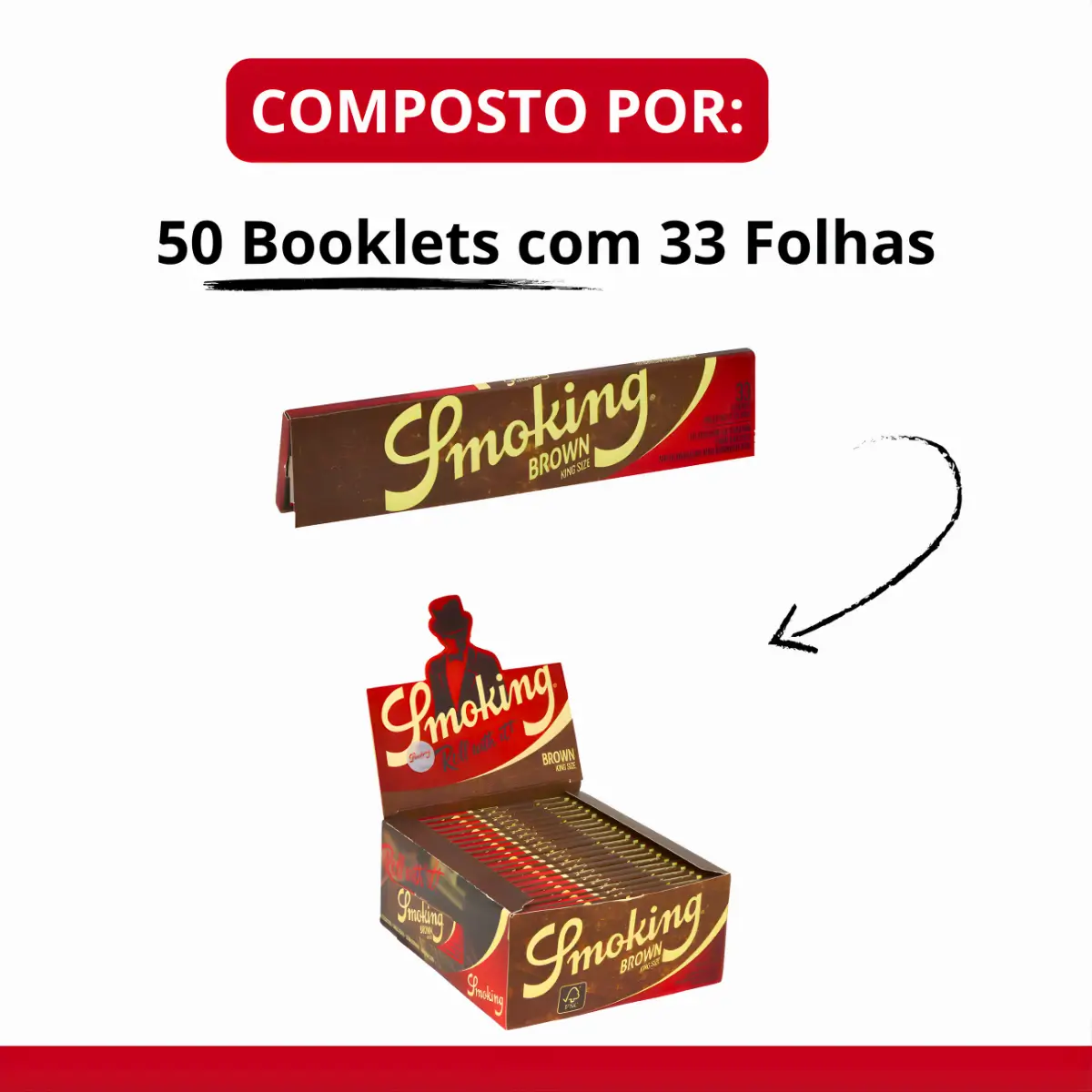 Seda Smoking King Size Brown MCB - Display C/50 Livretos - Imagem 4