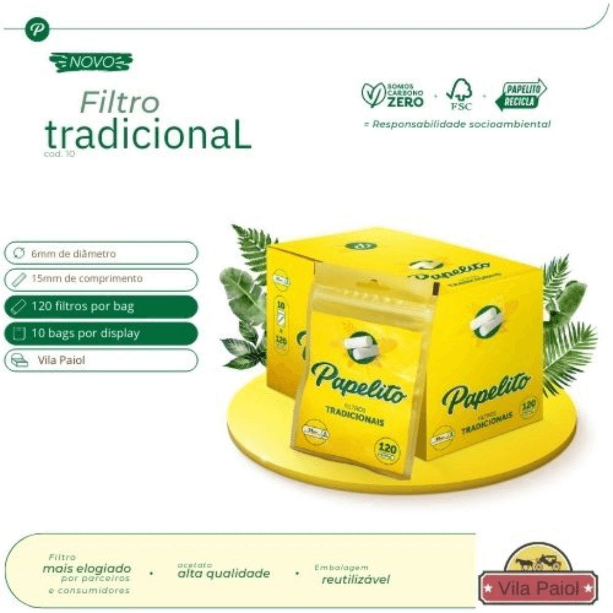 Filtro Papelito Tradicional - Display C/10 Bags - Imagem 5