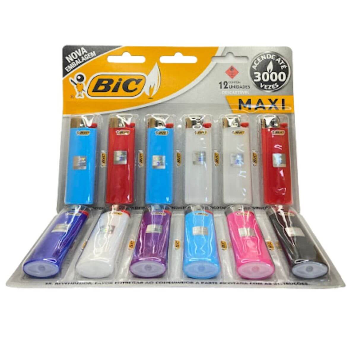 Isqueiro Bic Maxi - Cartela C/ 12 isqueiros