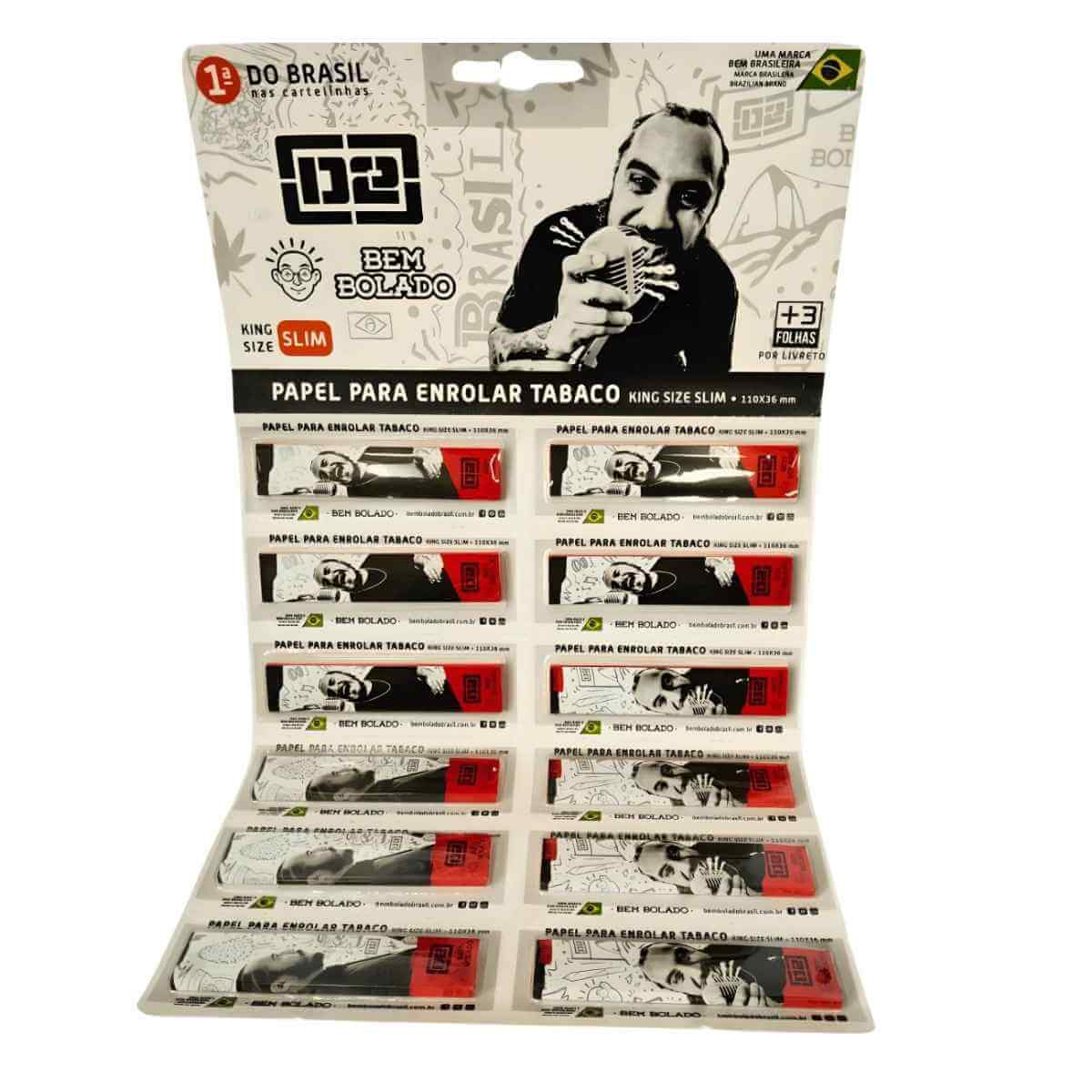 Seda Bem Bolado D2 King Size Slim - Cartela C/12 Livretos