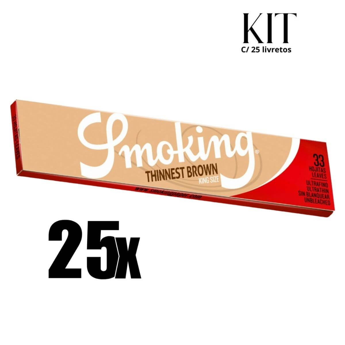 Sedas Smoking Thinnest Brown King Size MCB- Kit C/ 25 Livretos