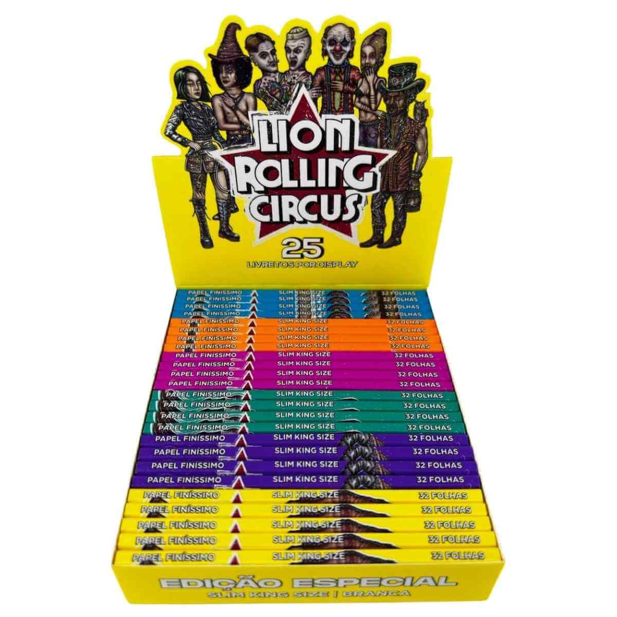 Seda Lion Circus Edição Brasil Slim Branca King Size - Display C/25 Livretos - Imagem 3