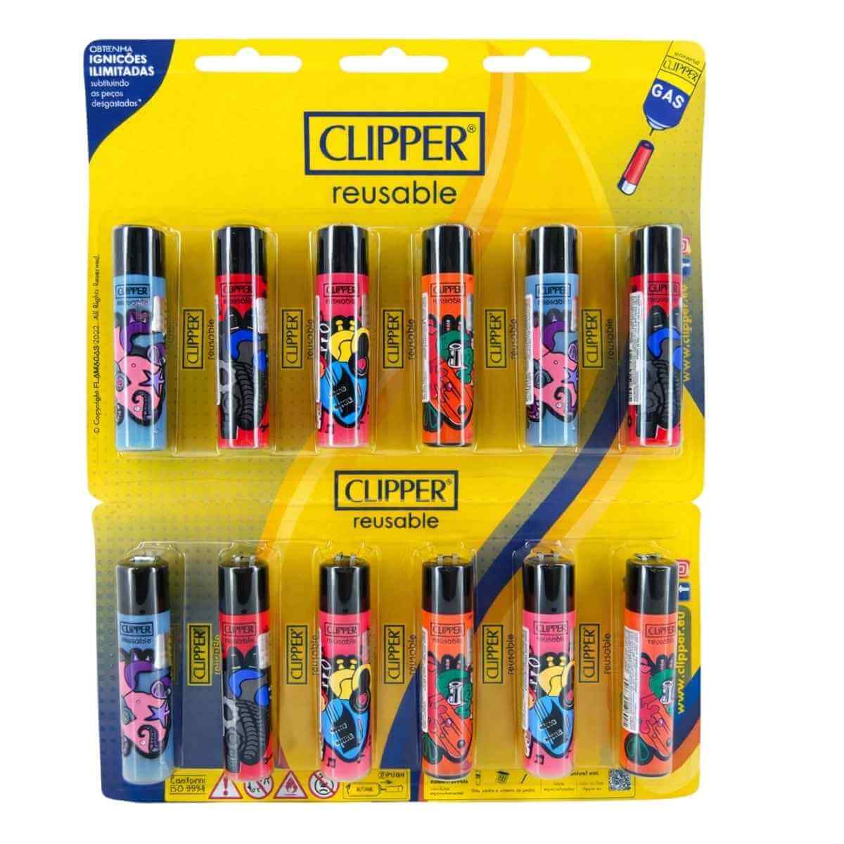 Isqueiro Clipper Grande My Heart + BW + LB - Cartela C/12