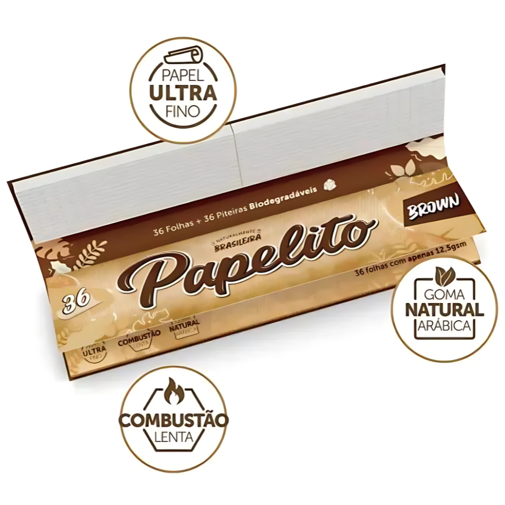 Seda Papelito Brown Longa - Livreto C/36 Sedas - Imagem 2