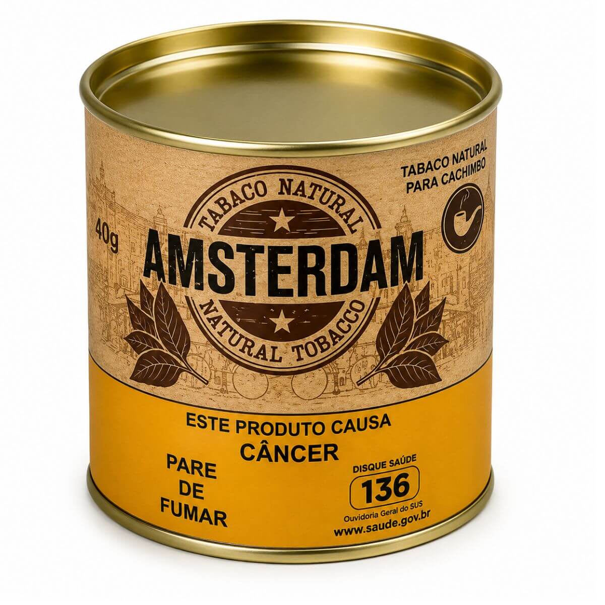 Tabaco / Fumo Natural Amsterdam p/ Cachimbo Orgânico - Display C/6 Latas - Imagem 2