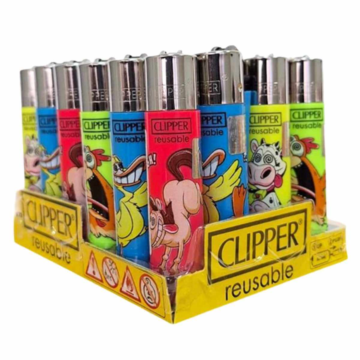 Isqueiro Clipper D24 CP11R CRAZY FARM 1+ LB - Display C/24 (Grande)