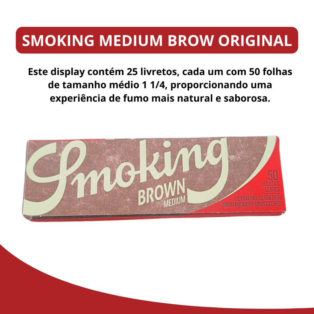 Seda Smoking Brown Medium 1 1/4 MCB - Livreto C/50 Folhas - Imagem 3