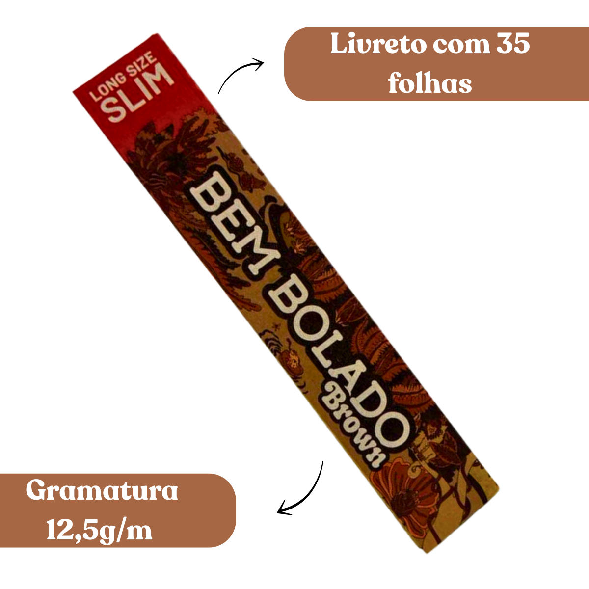 Seda Bem Bolado Brown Long Size Slim 35 Folhas - Unidade - Imagem 3