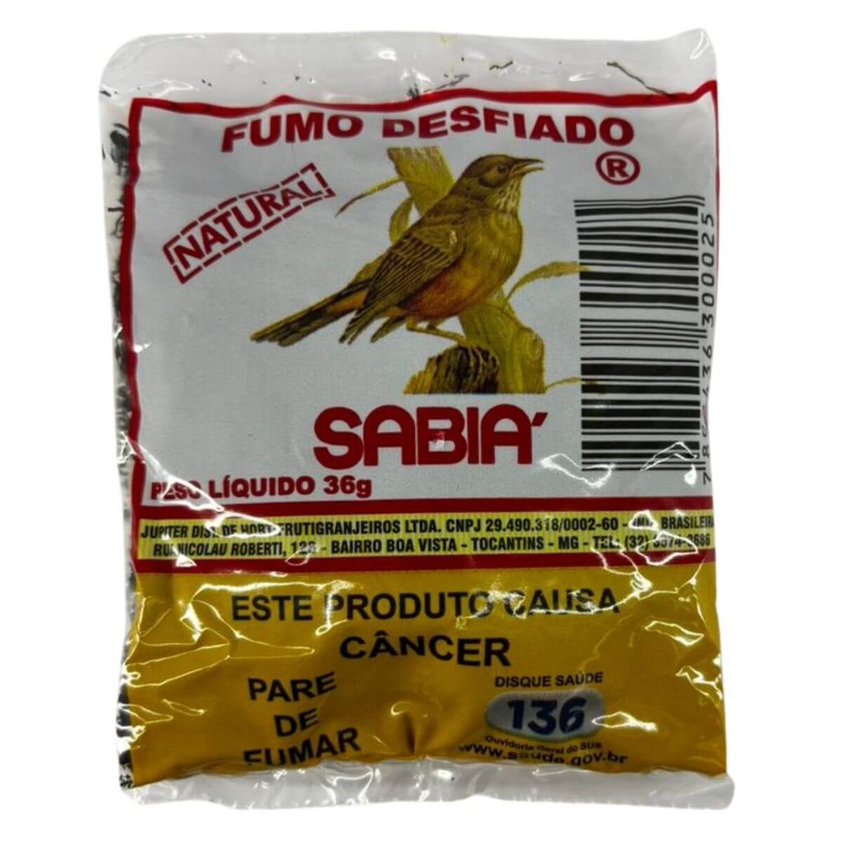 Fumo Natural Desfiado Sabiá 36g - Pote C/25 Bag - Imagem 2