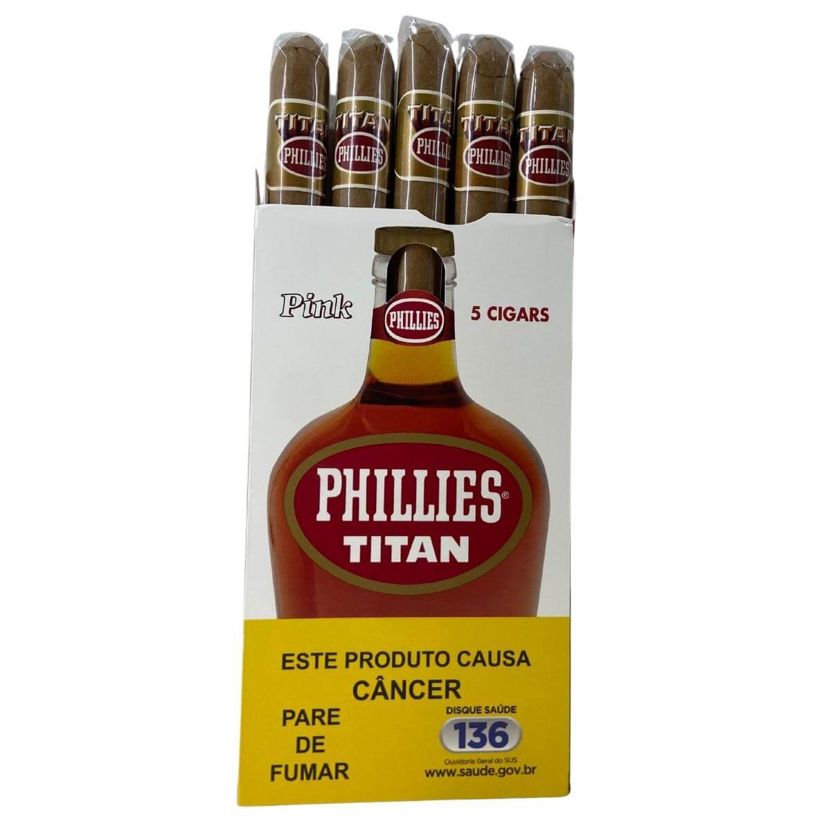 CHARUTO PHILLIES TITAN COGNAC PINK - Maço 5 unidades - Imagem 3