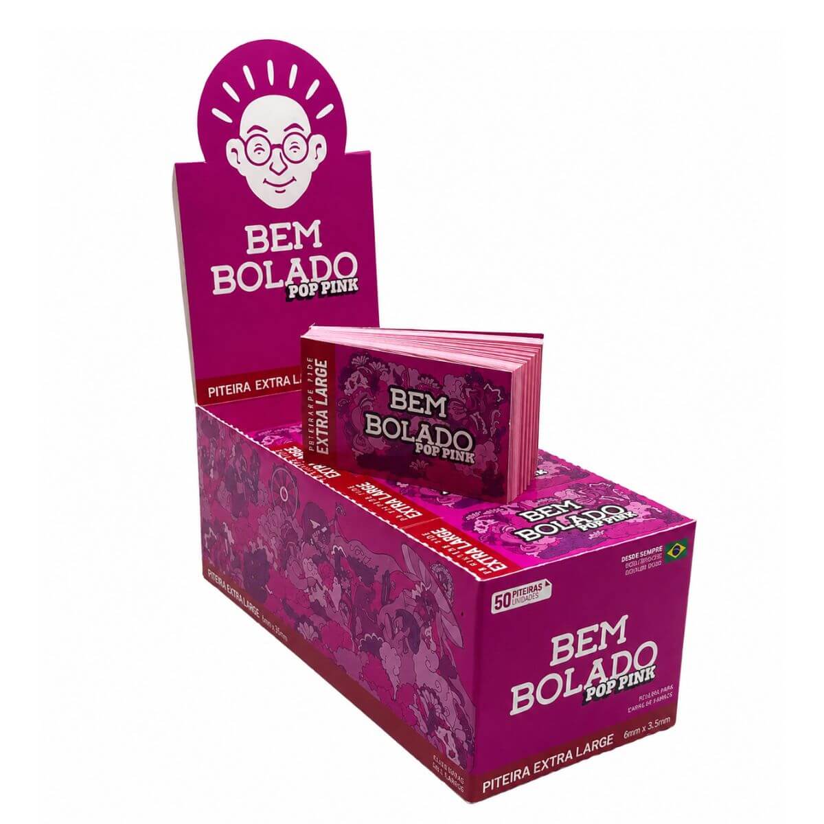 Piteira Bem Bolado Pop Pink Extra Large - Display c/ 24Livretos
