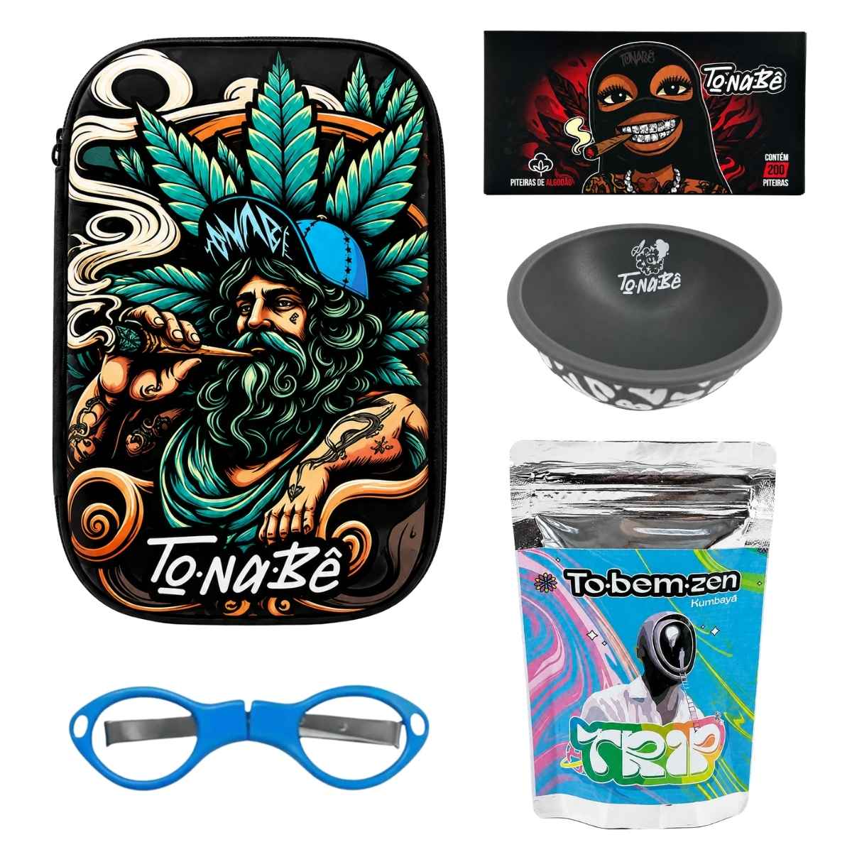 Kit Case Tonabê Full Print C/ Cuia, Piteira, Kumbaya, Tesoura e Adesivo